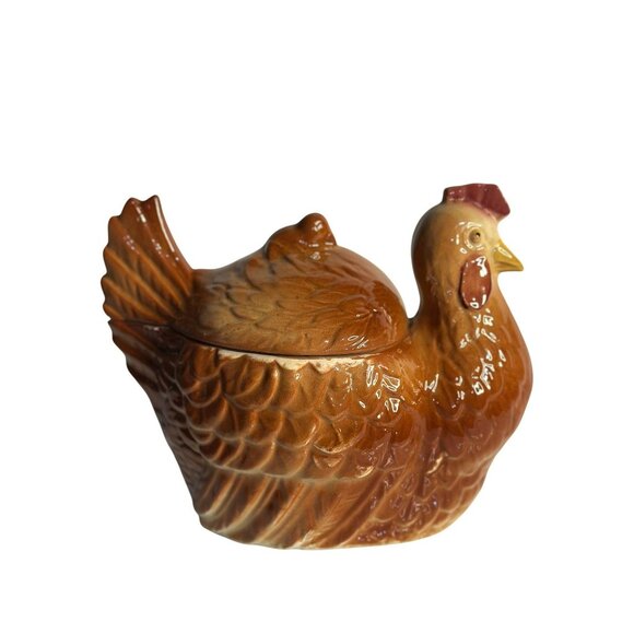 VTG Fapco Ceramic Hen & Chick Cookie Jar – Farm Kitchen Canister, USA, 7" Decor - Picture 1 of 10